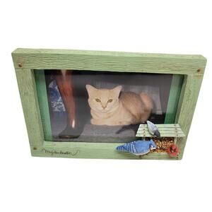 Marjolein Bastin 3D Bird Feeder Photo Frame Blue Jay Cardinal Distressed Green
